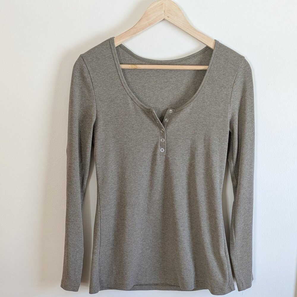 Long Sleeve Scoop Neck Henley Top